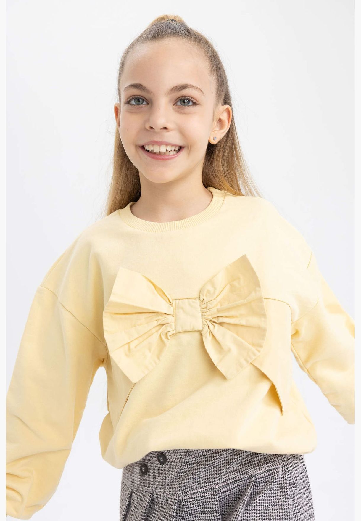 Girl Long Sleeve Knitted Sweatshirt