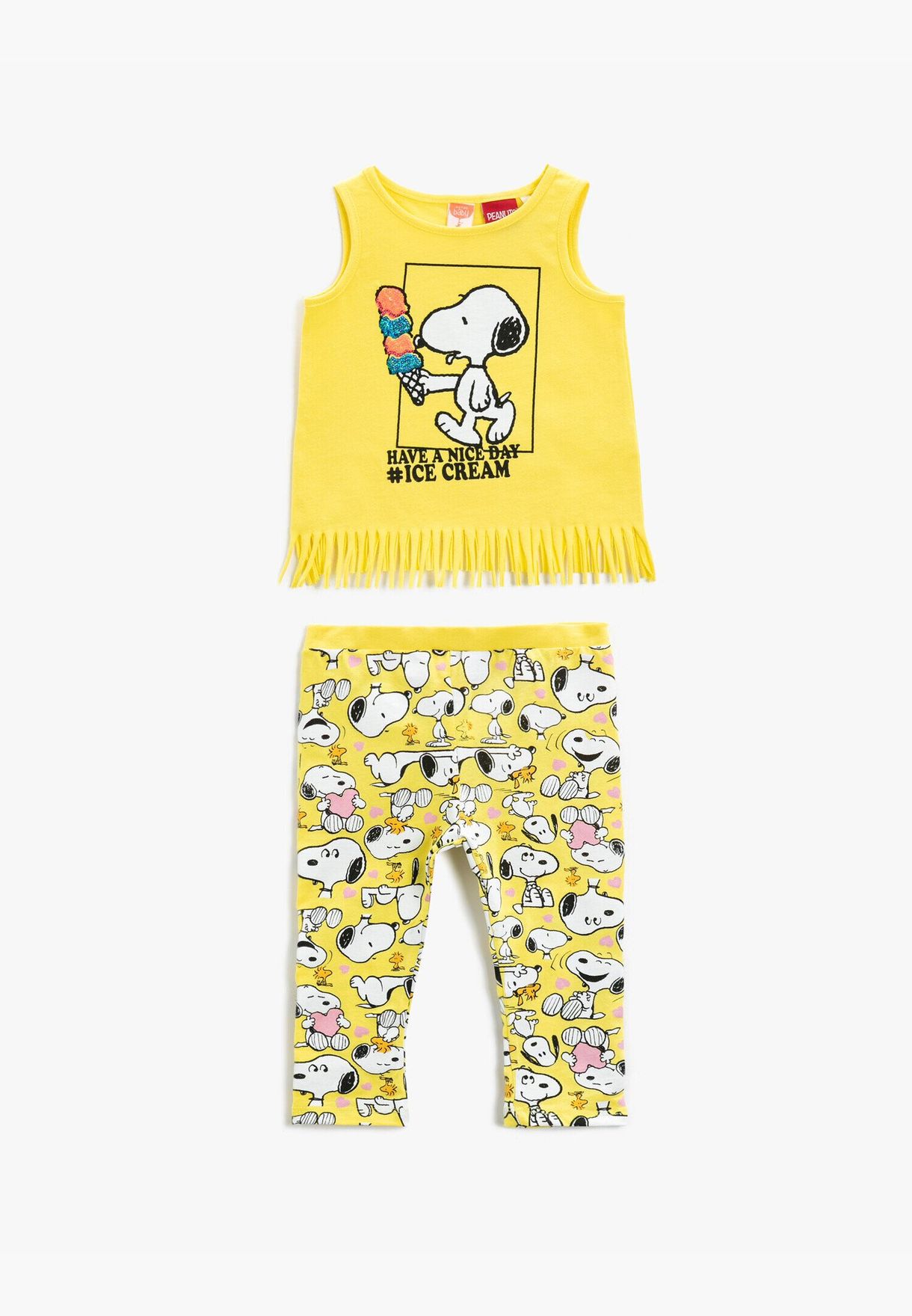 Snoopy Tank Top Cotton Fringed Licensed Printed