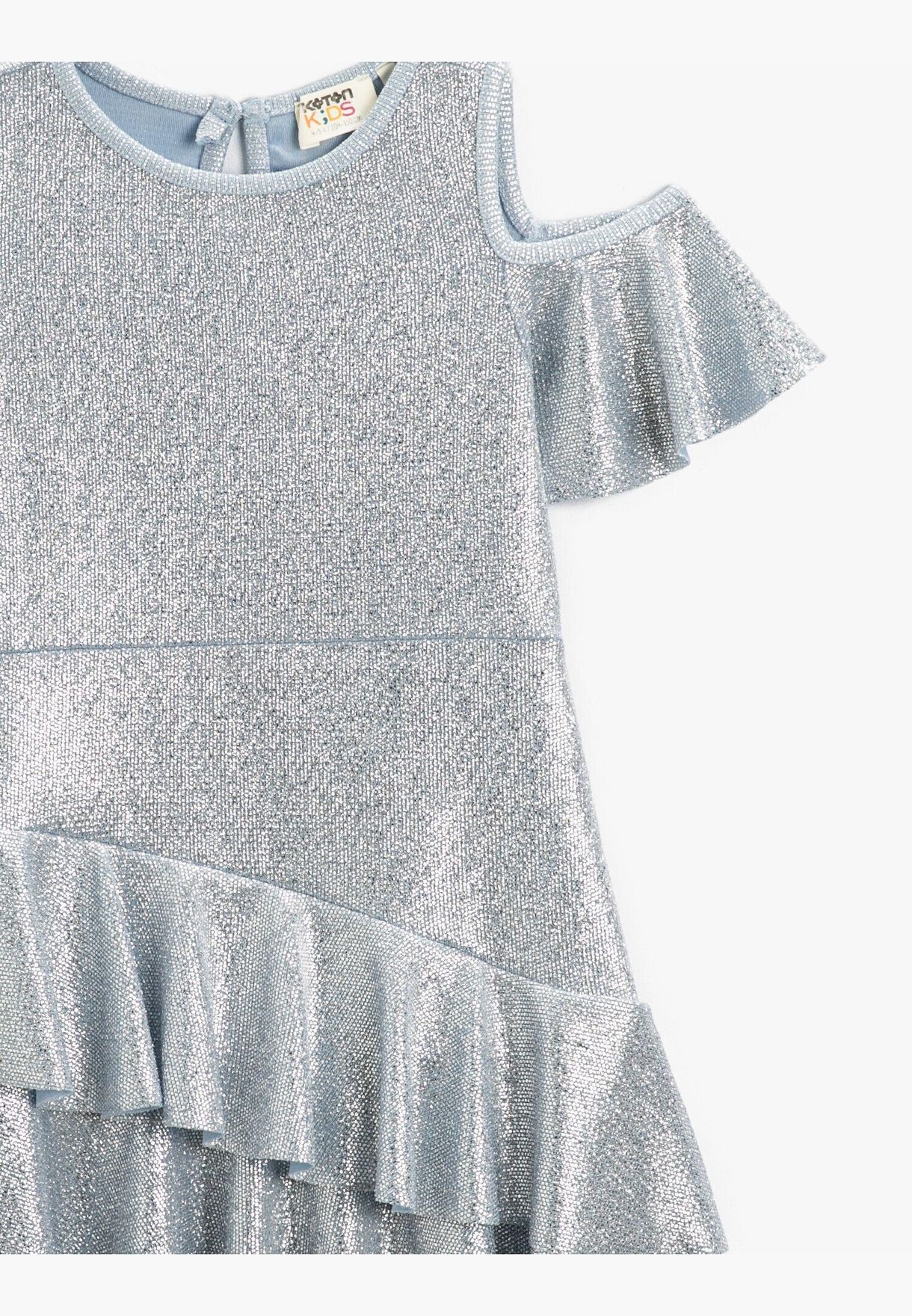 Shiny Ruffle Dress Cut Out Detail