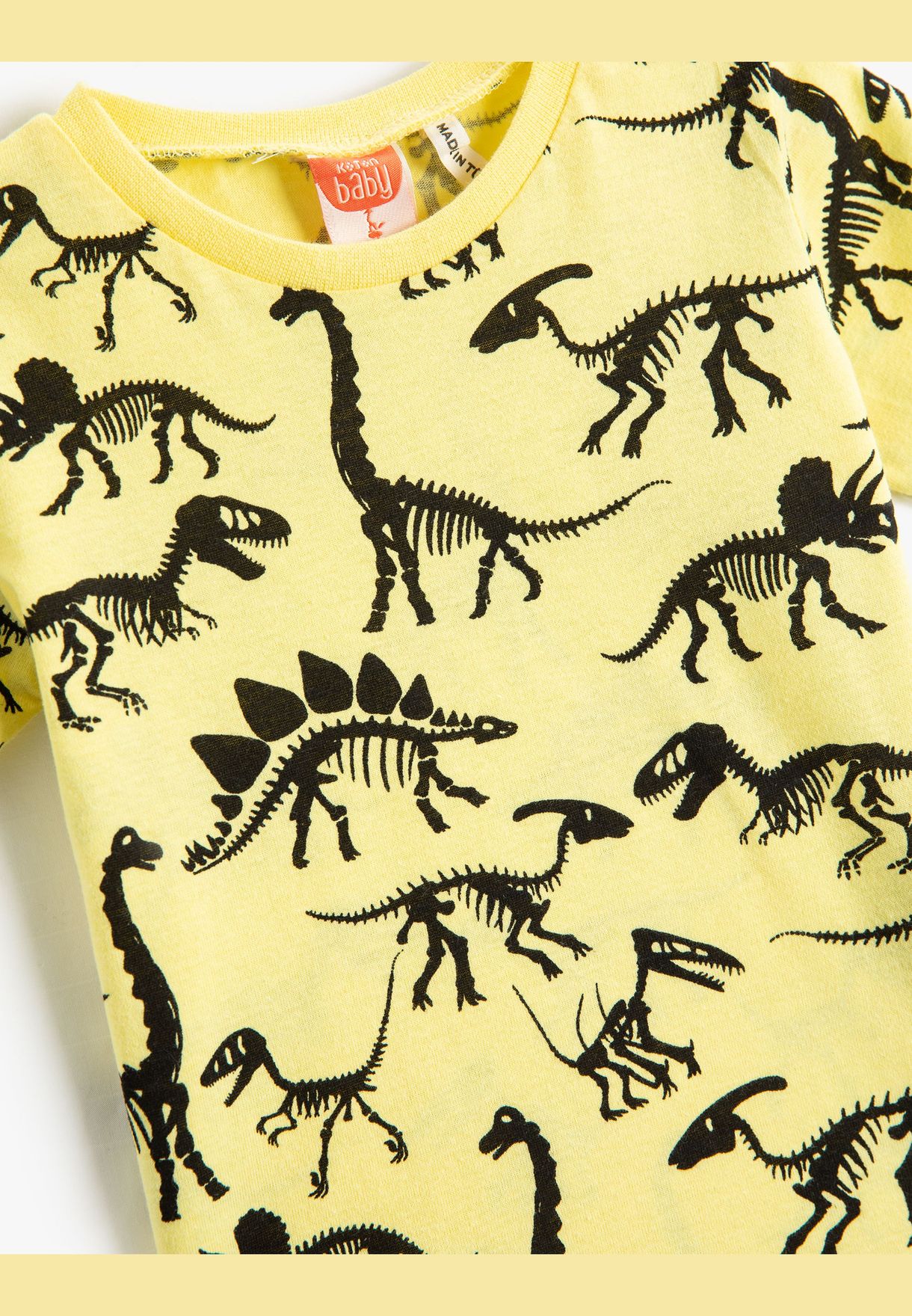 Short Sleeve Crew Neck T-Shirt Dinasour Printed