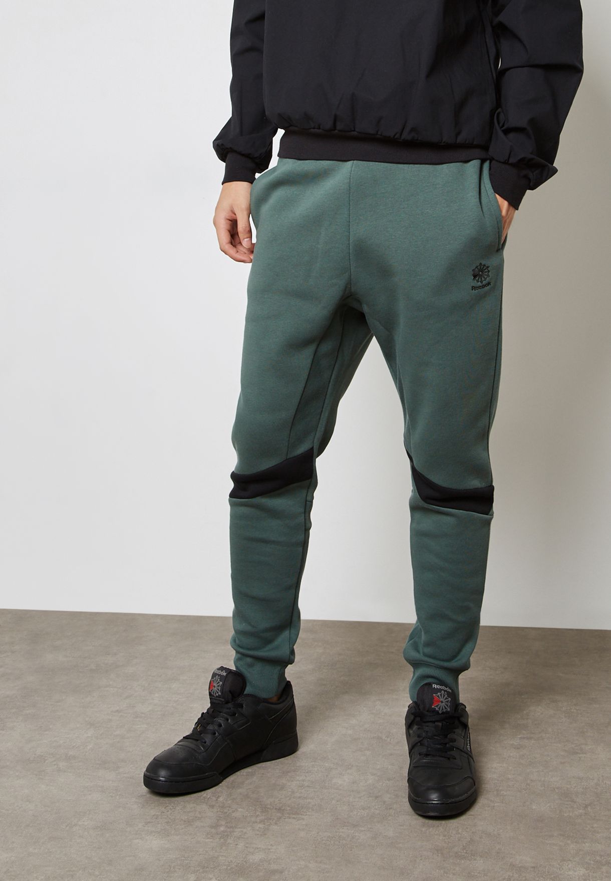 reebok sweatpants mens green