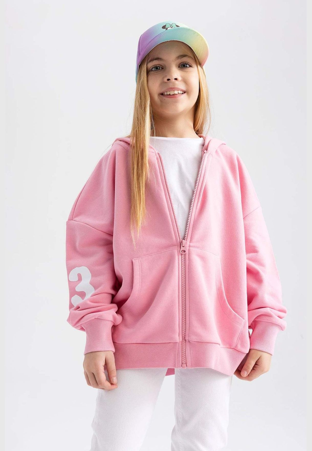 Girl Hooded Long Sleeve Knitted Cardigan