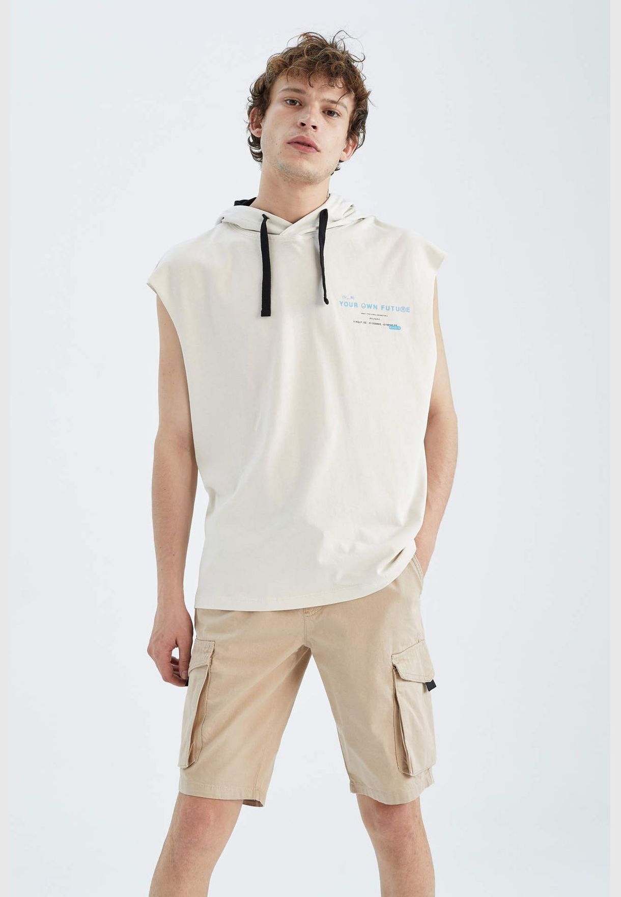 Man Oversize Fit Hooded Strappy Vest