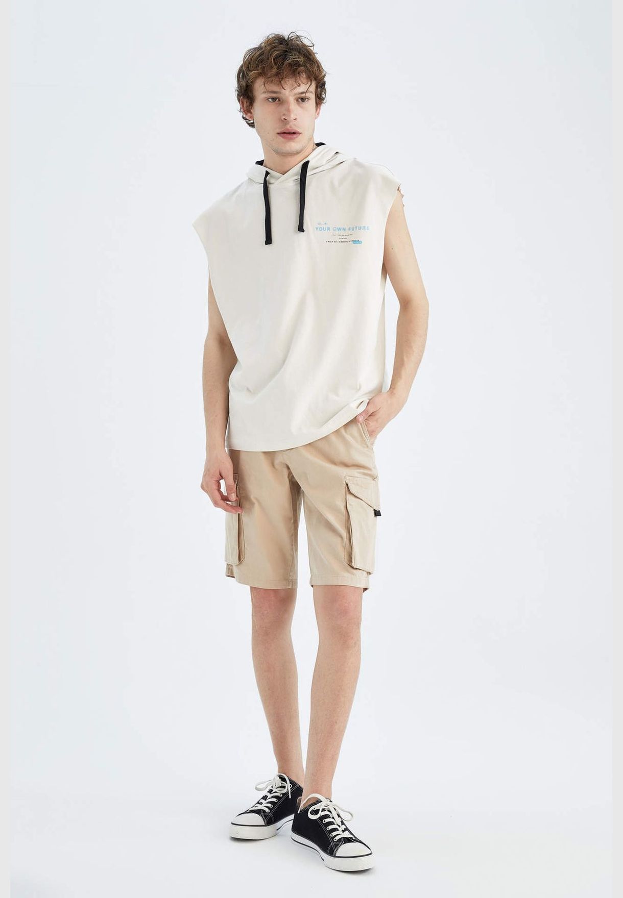 Man Oversize Fit Hooded Strappy Vest