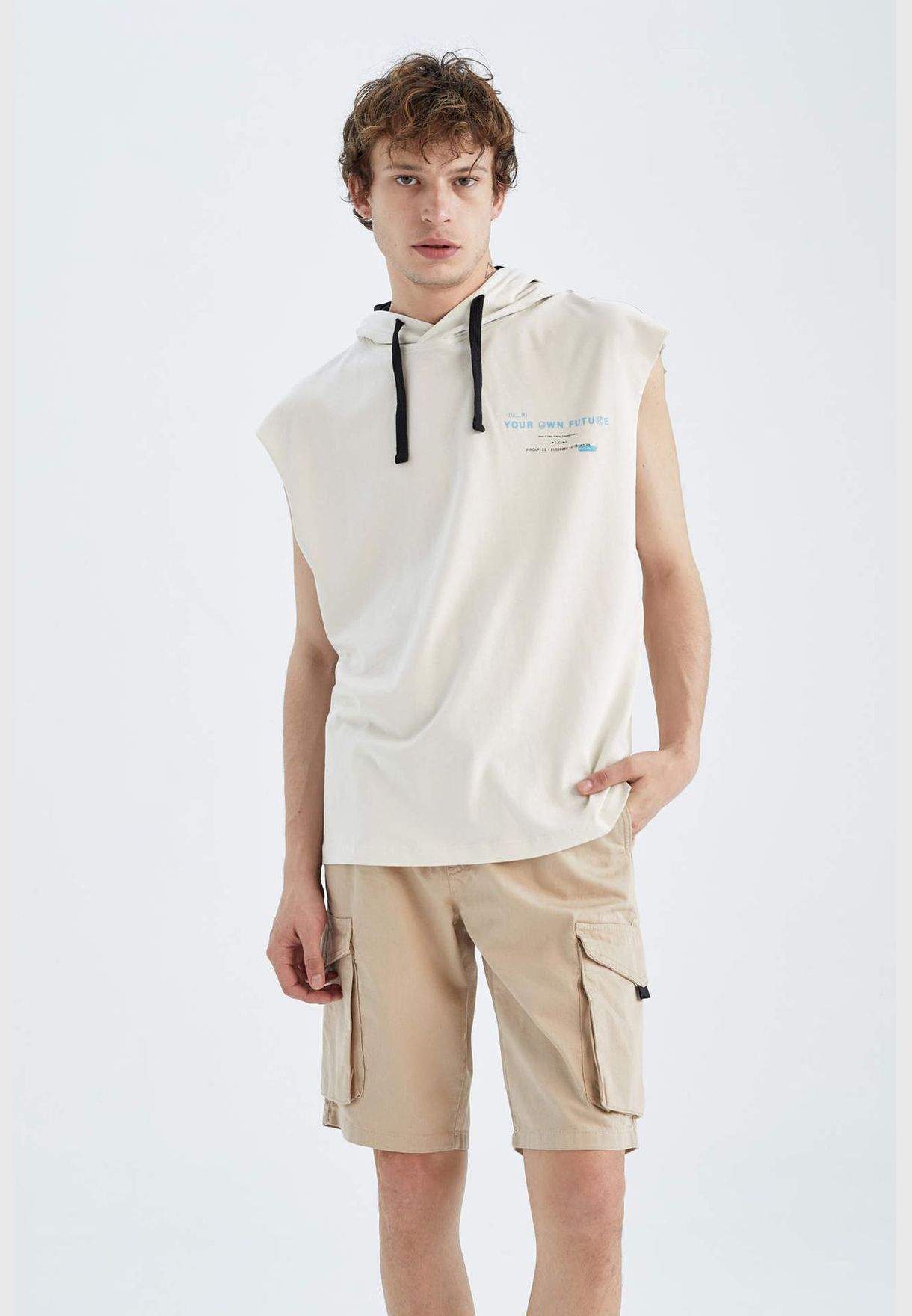 Man Oversize Fit Hooded Strappy Vest