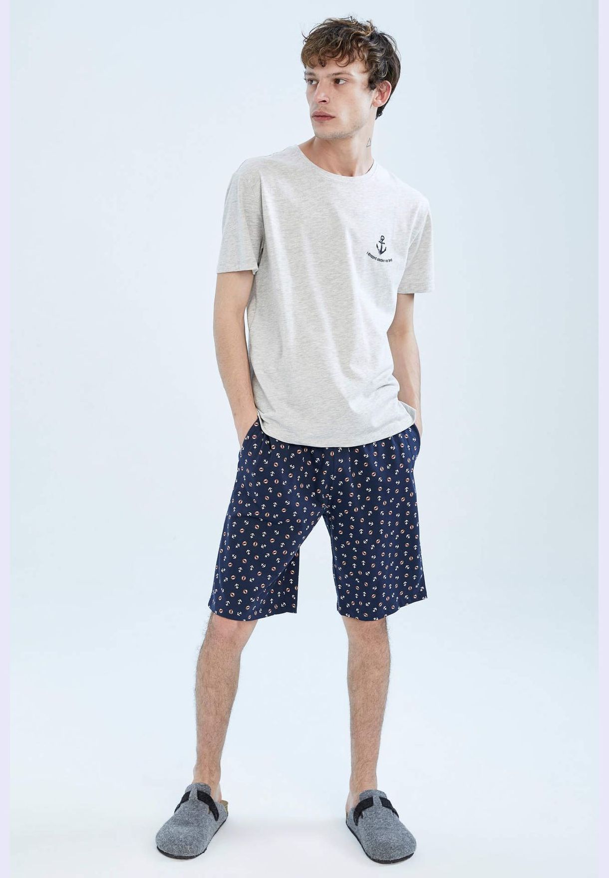Regular Fit Short Sleeve Polka Dot Print Pyjama Set