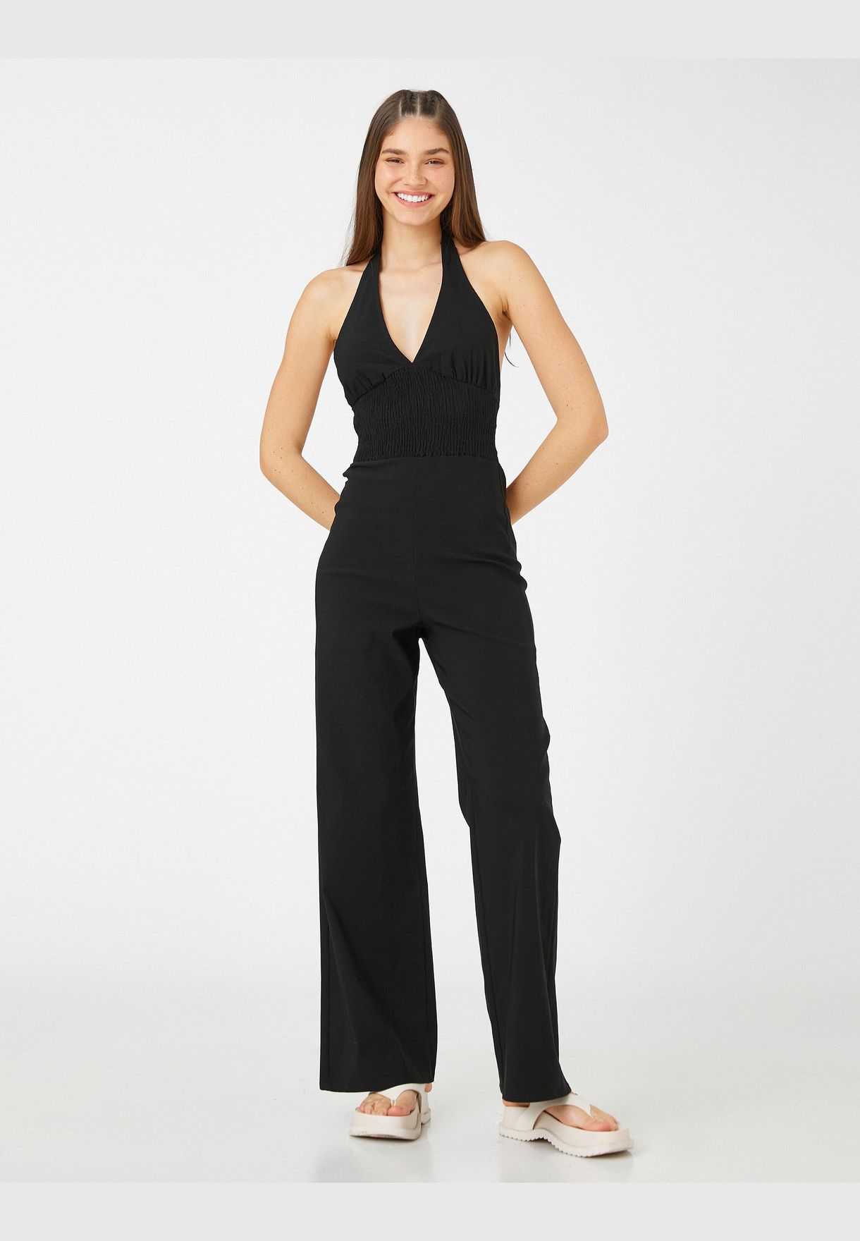 Buy Koton black Wide Leg Jumpsuit Halter Neck Gimped for Women in Manama,  Riffa