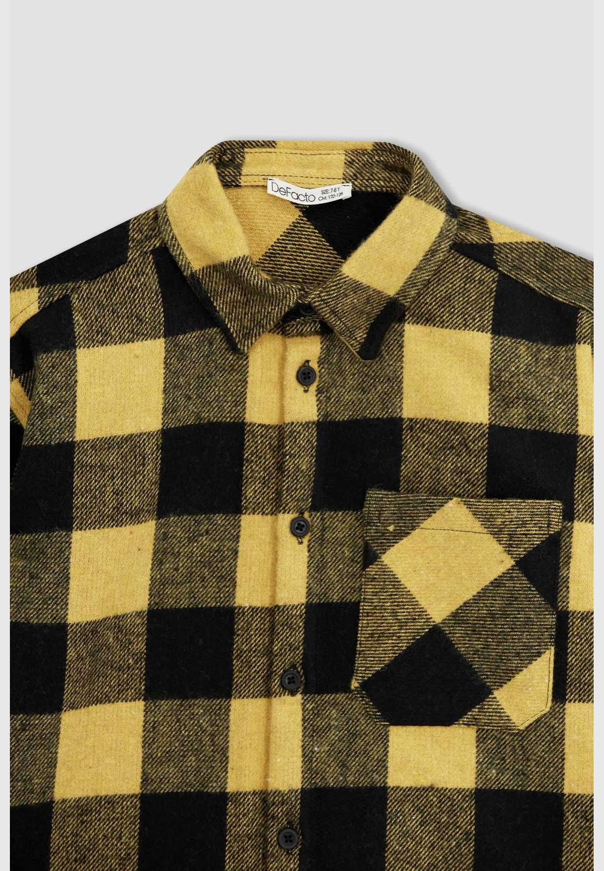 Boy Oversize Fit Polo Neck Woven Long Sleeve Shirt