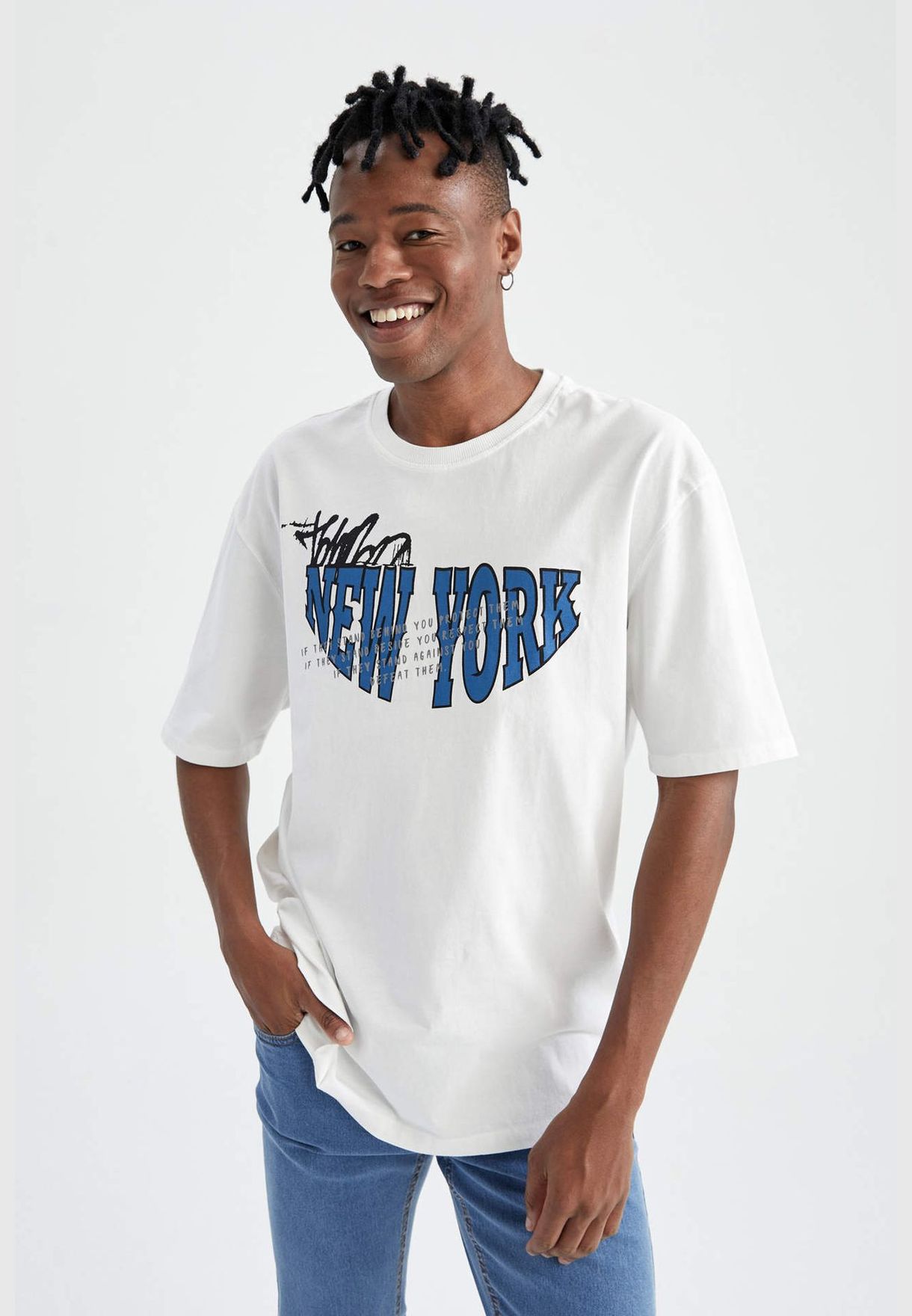 Oversized Short Sleeve New York Print T-Shirt