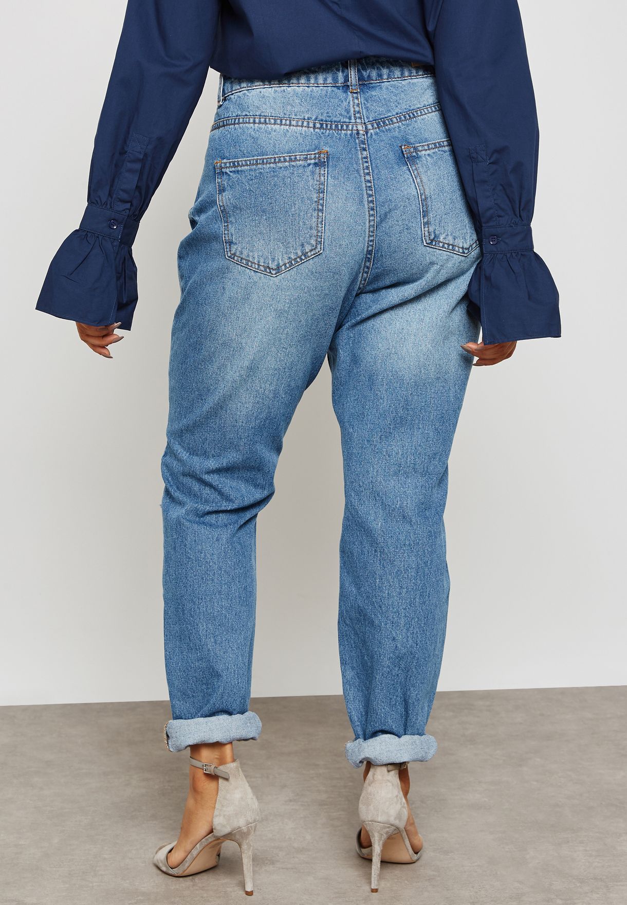 blue ripped mom jeans womens