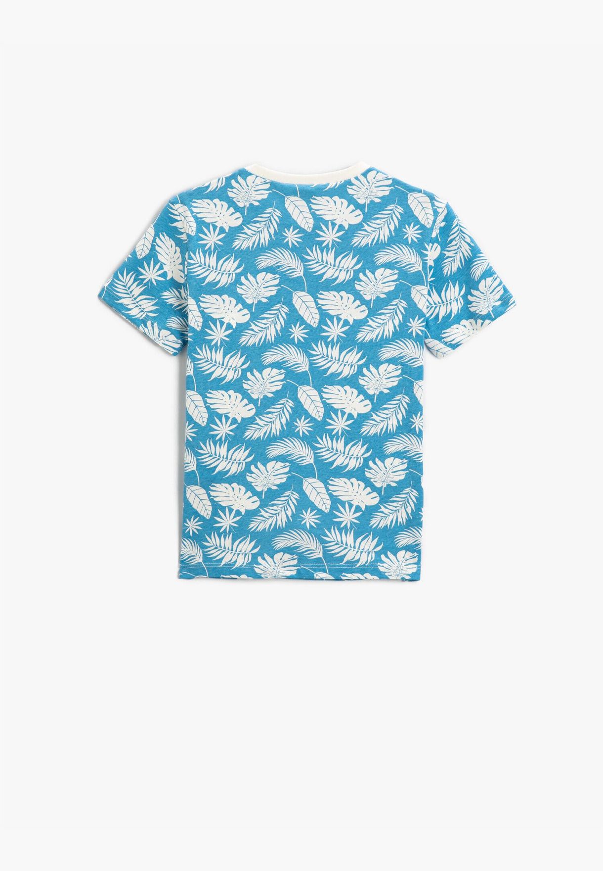 Leaf Printed Short Sleeve T-Shirt Cotton