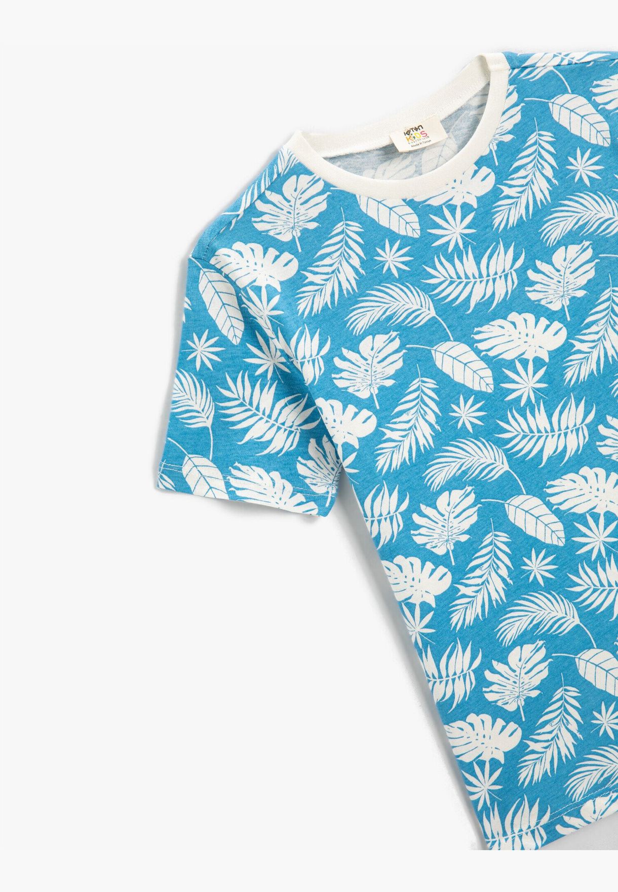 Leaf Printed Short Sleeve T-Shirt Cotton