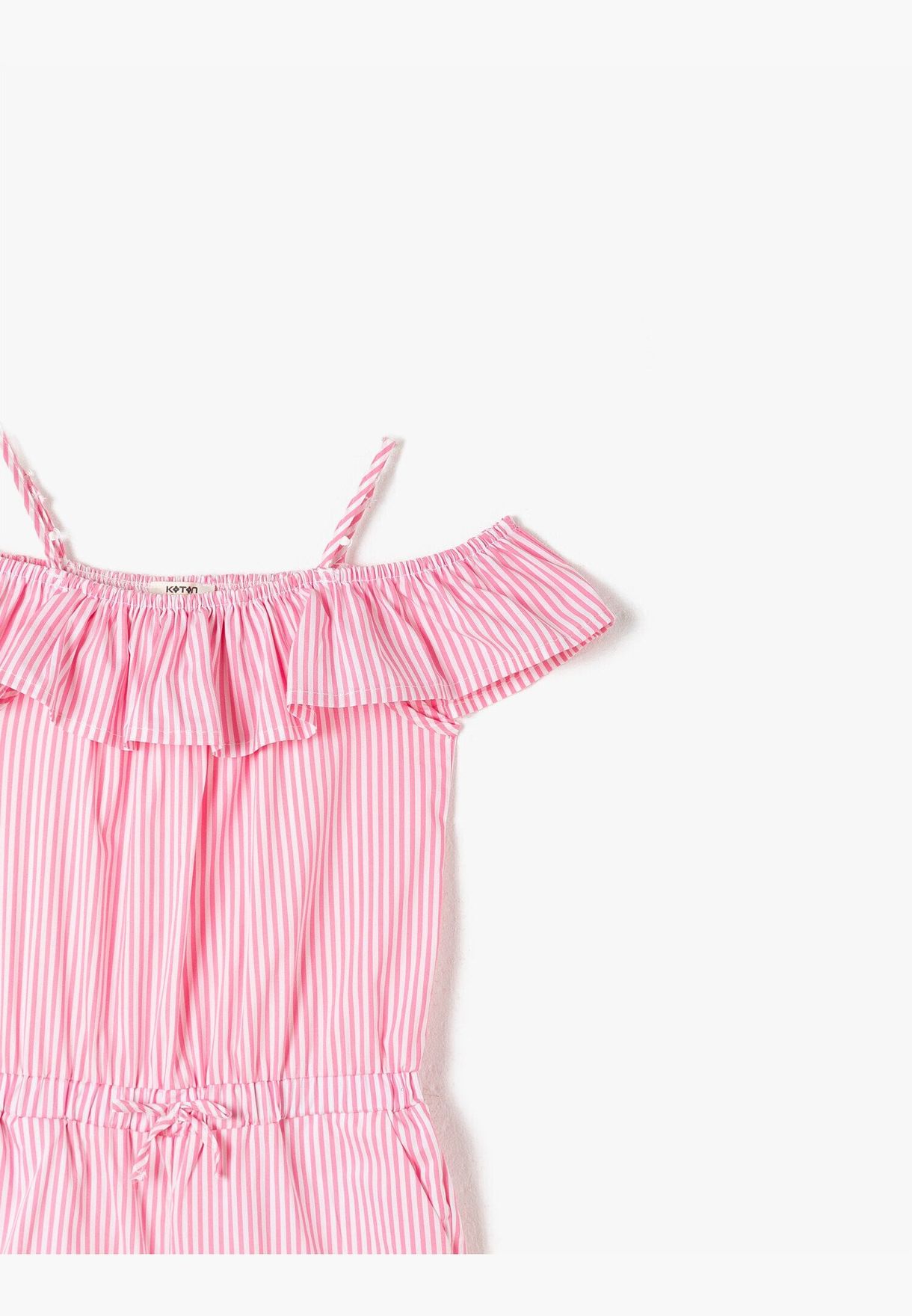 Striped Frilled Short Jumpsuits