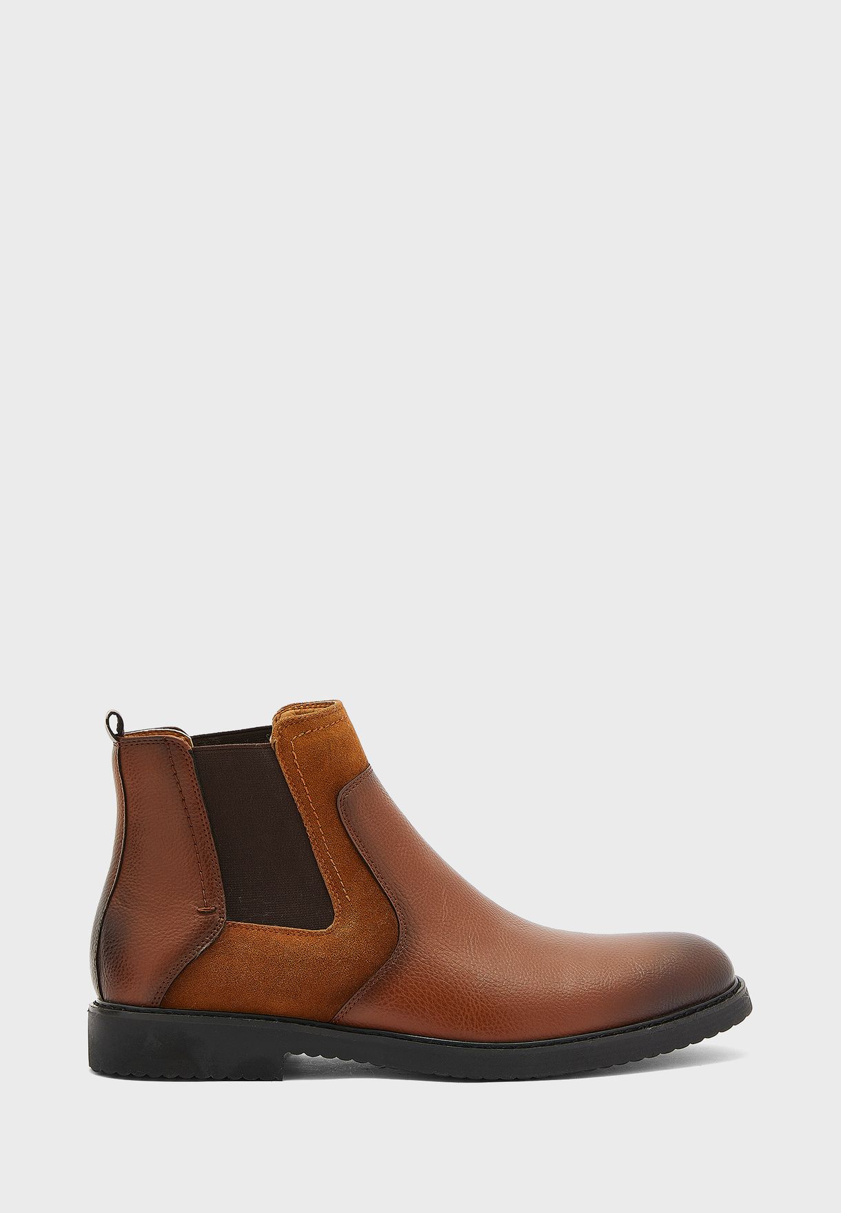 Faux Suede and Leather Chelsea Boots