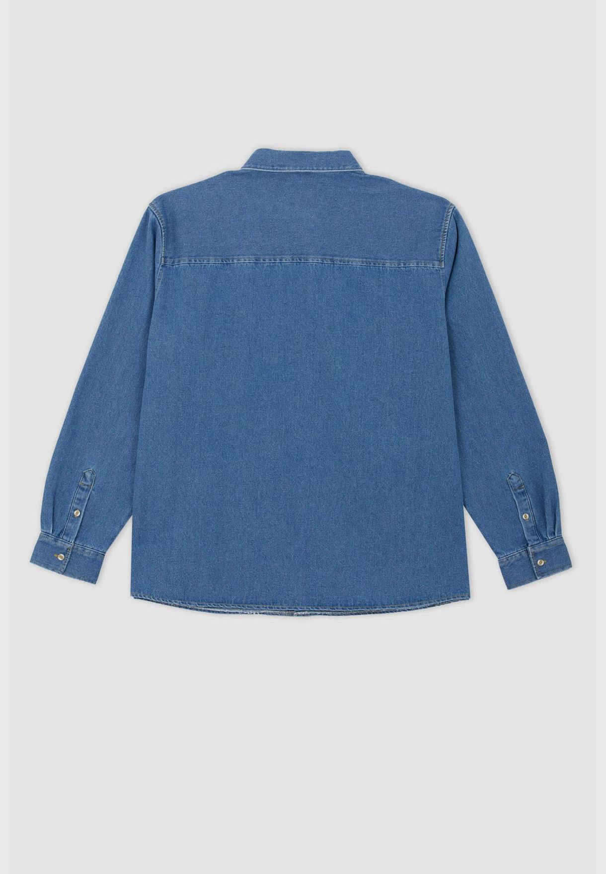 Man Relax Fit Denim Long Sleeve Shirt