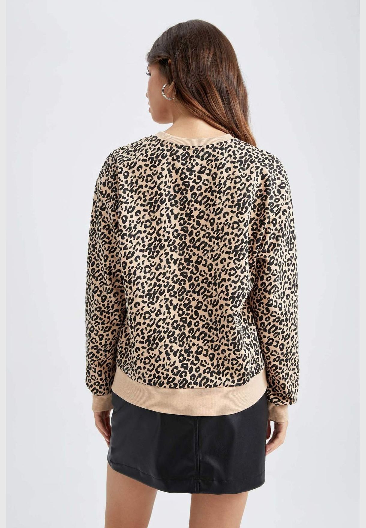 Woman Regular Fit Crew Neck Long Sleeve Knitted Sweat Shirt