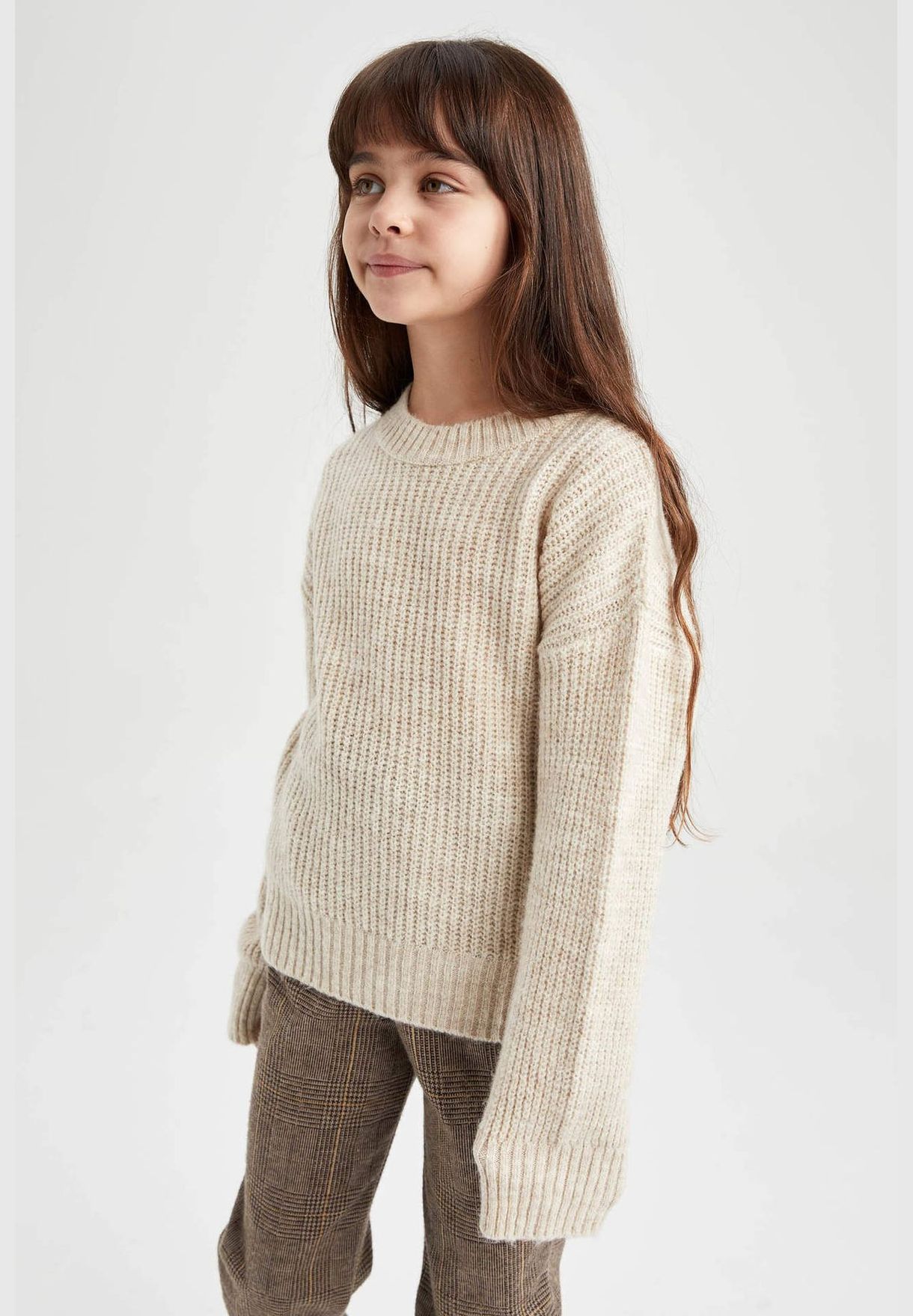 Girl Crew Neck Long Sleeve Tricot Pullover