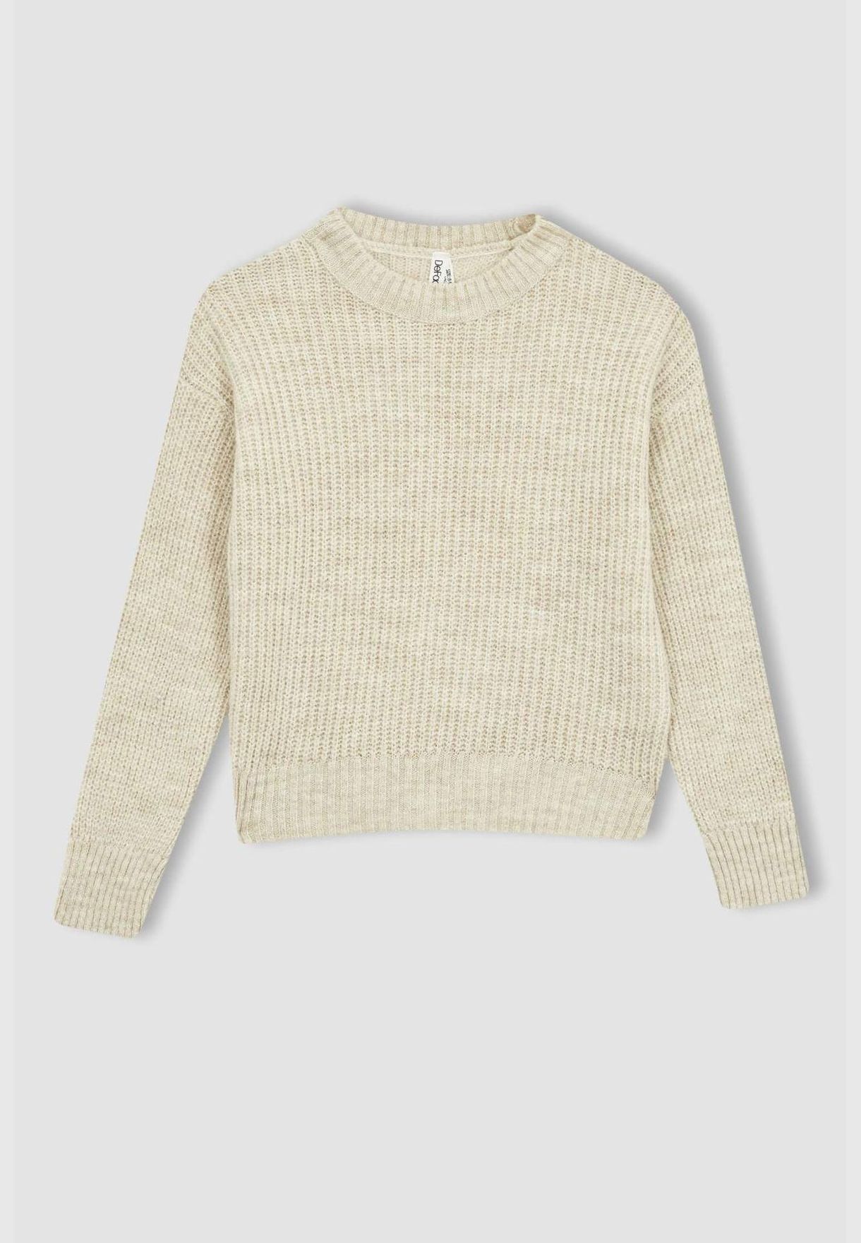 Girl Crew Neck Long Sleeve Tricot Pullover
