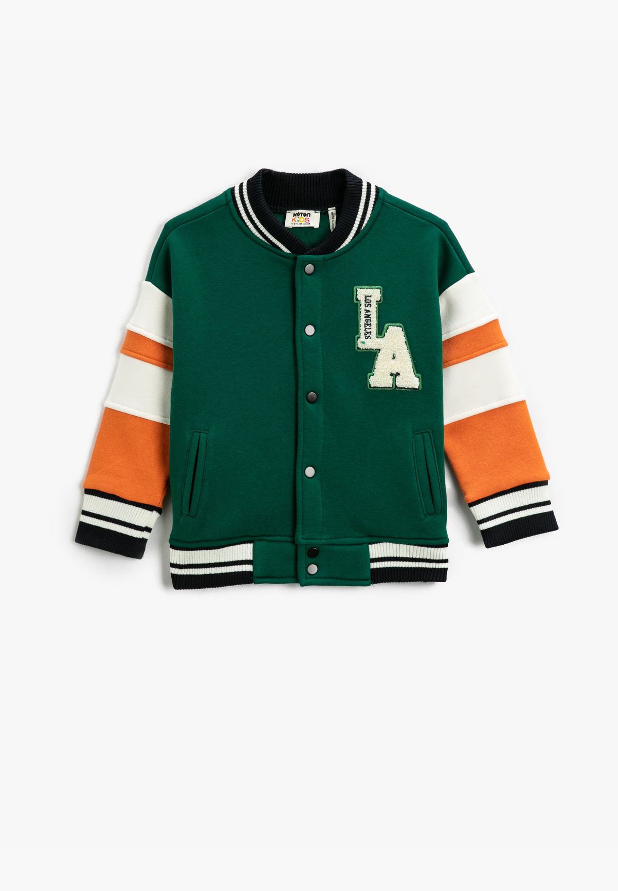 Varsity Bomber Jacket Applique Detail Color Contrast