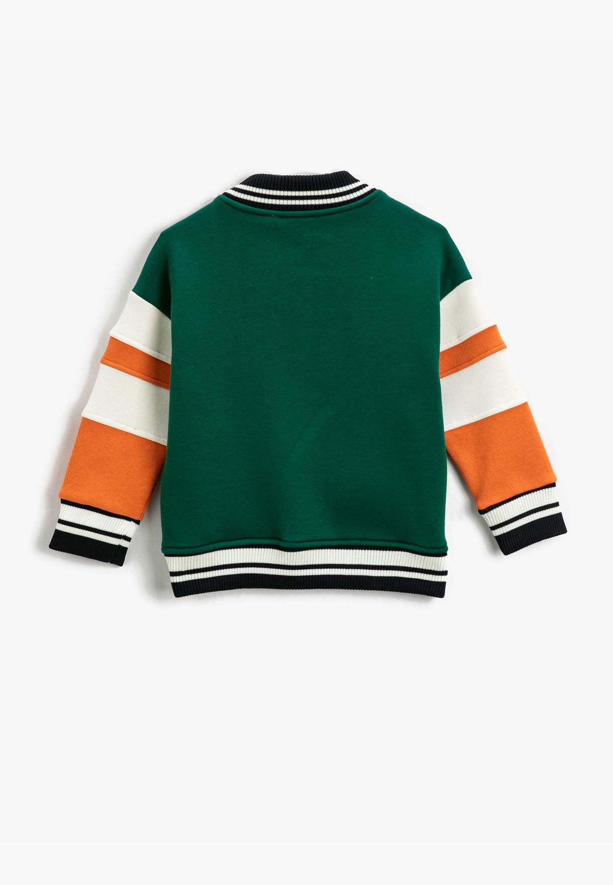 Varsity Bomber Jacket Applique Detail Color Contrast