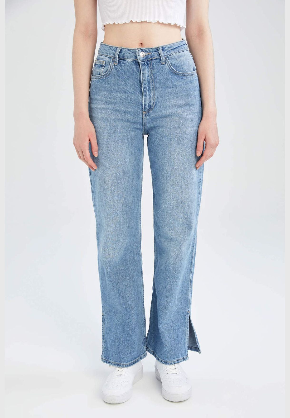 Buy Defacto blue High Waisted Culotte Jeans for Women in Dubai, Abu Dhabi