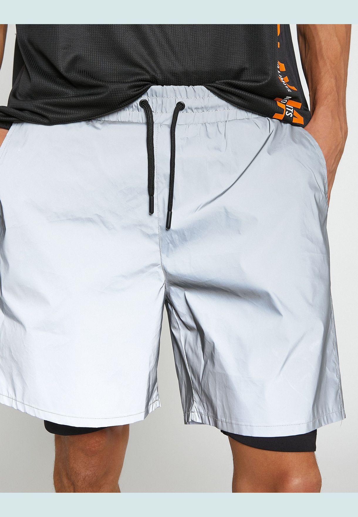 Shiny Sport Shorts Drawstring