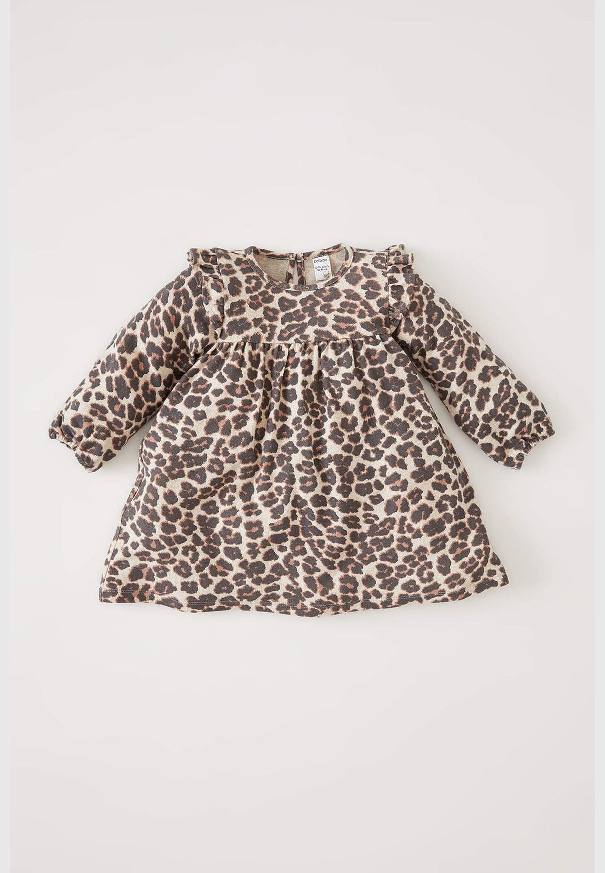 Regular Fit Long Sleeve Leopard Print Dress