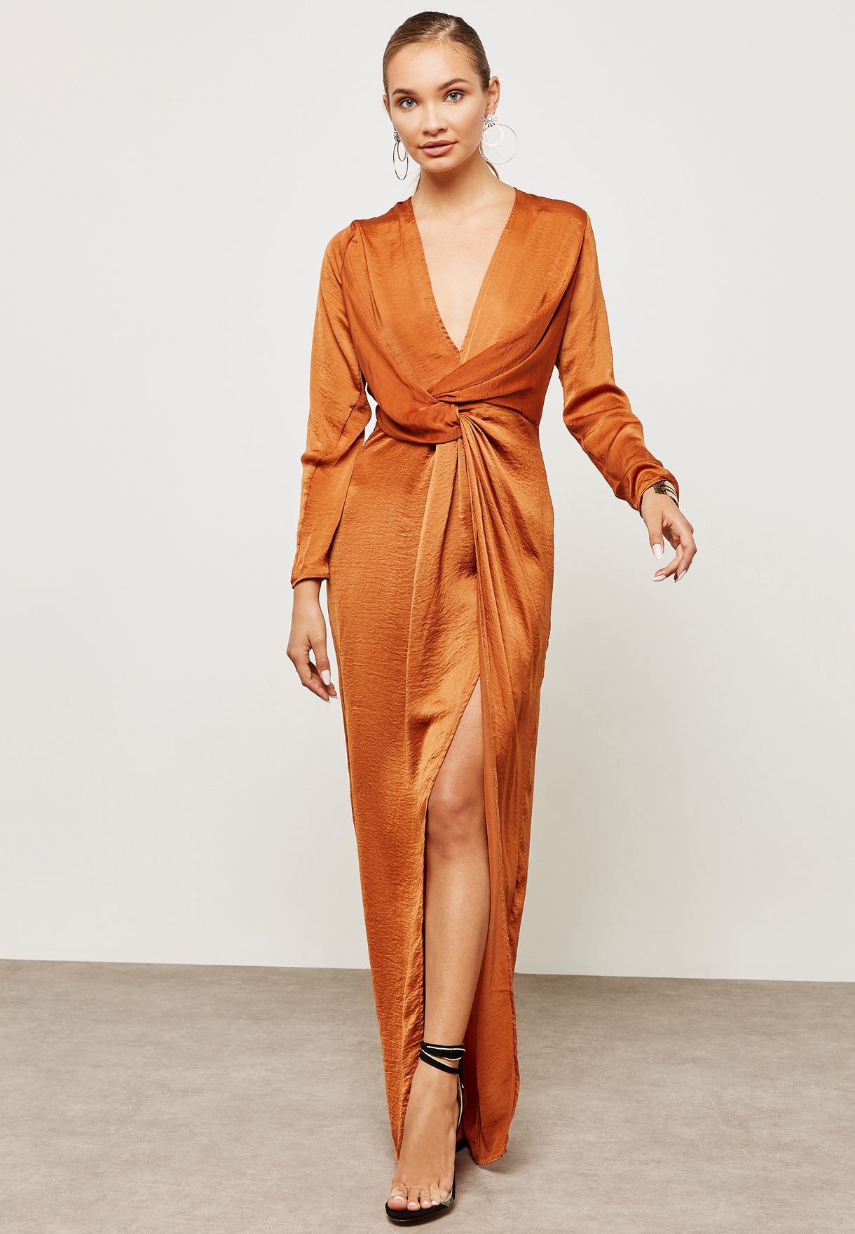 plunge wrap maxi dress