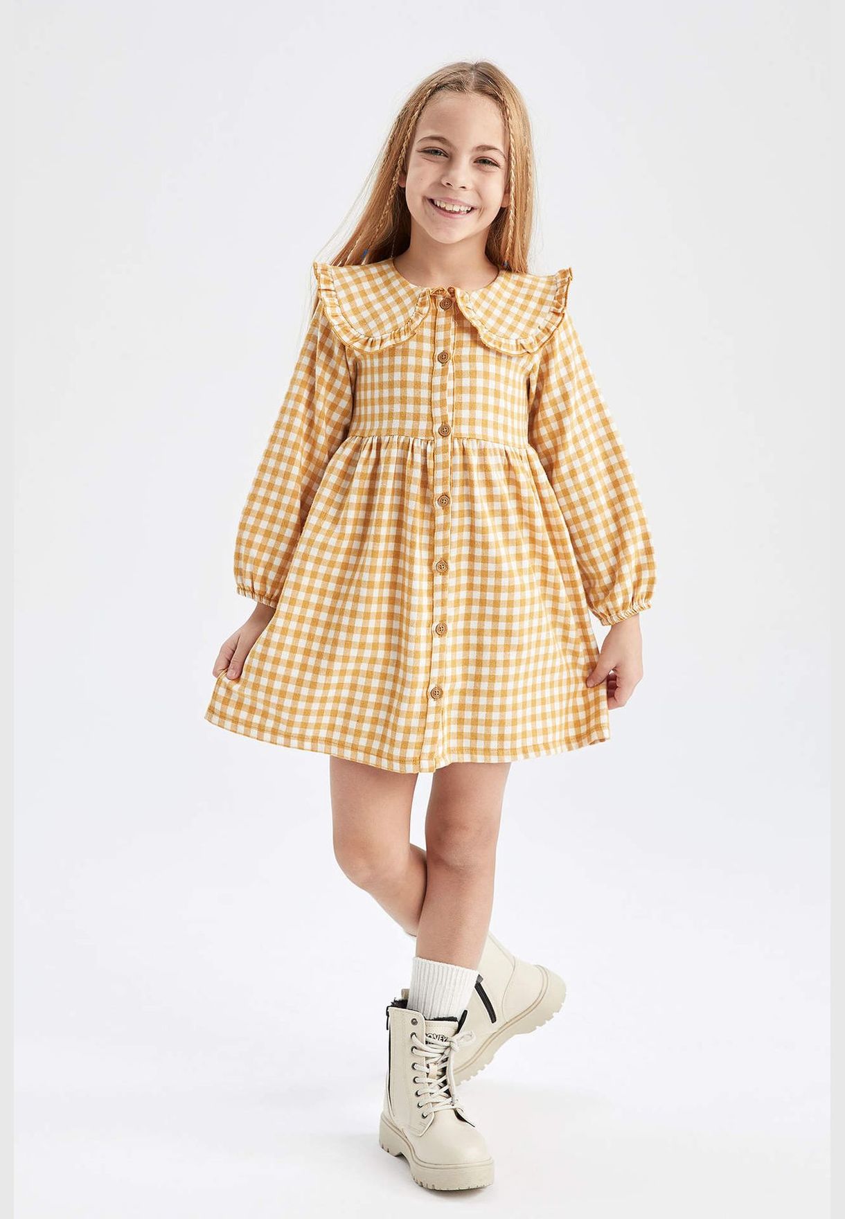 Buy Defacto yellow Girl Woven Dress for Kids in Dubai, Abu Dhabi