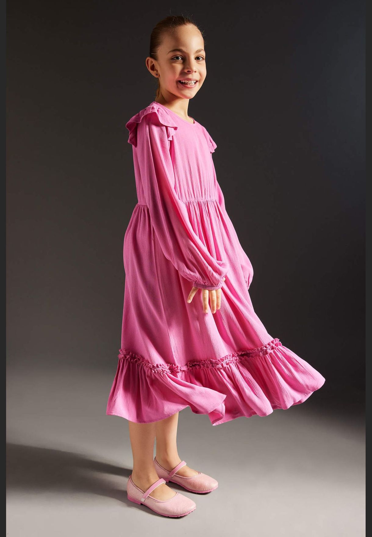 Girl Long Sleeve Woven Dress