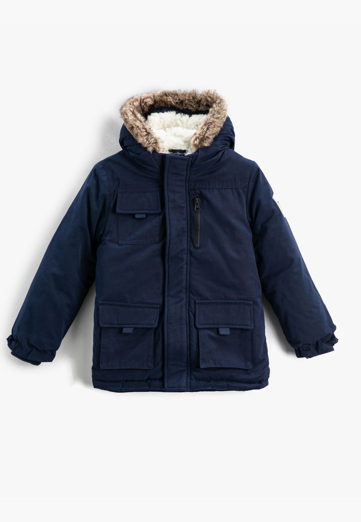 Hooded Padded Parka Shearling Lined