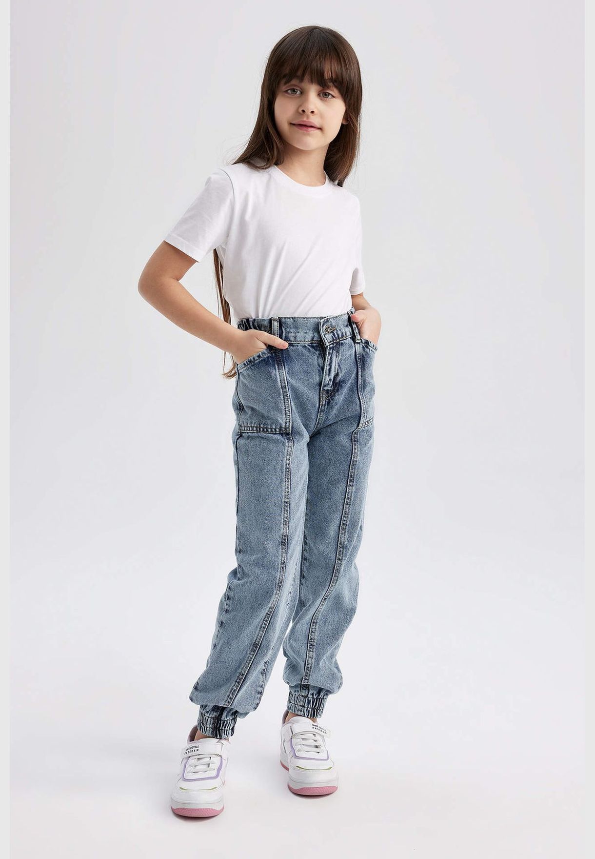 Girl Jogger Fit Denim Trousers