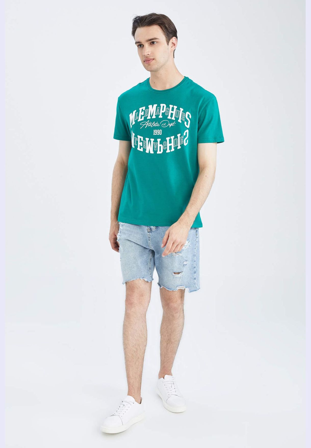 Regular Fit Short Sleeve Slogan Print T-Shirt