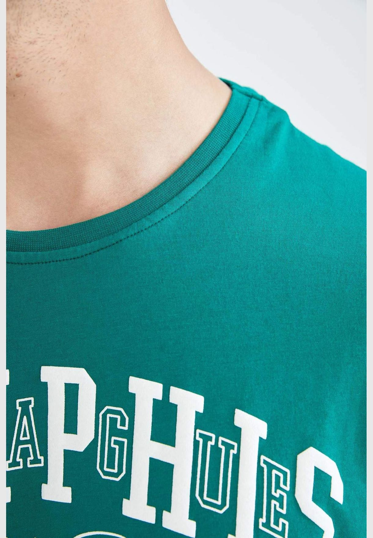 Regular Fit Short Sleeve Slogan Print T-Shirt