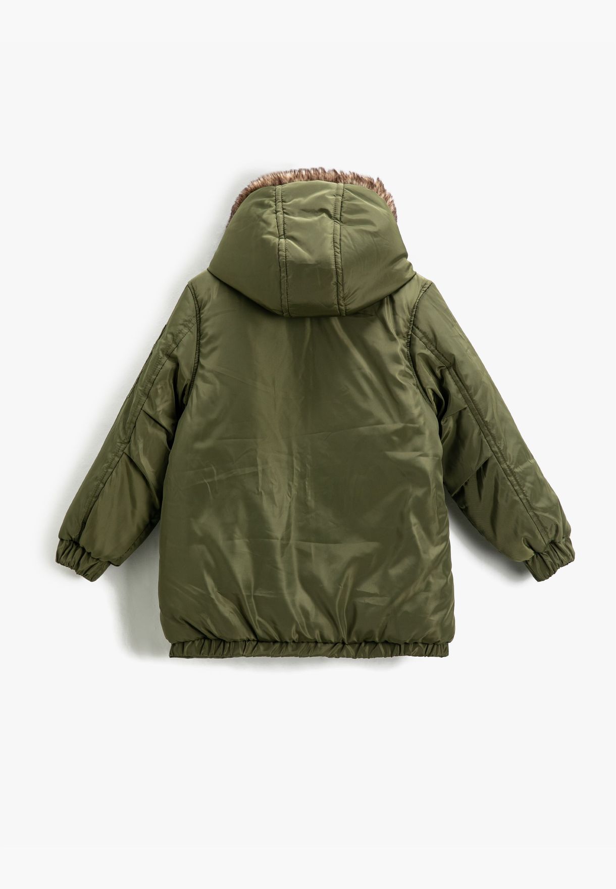 Faux Fur Hooded Anorak Flap Pocket Detail