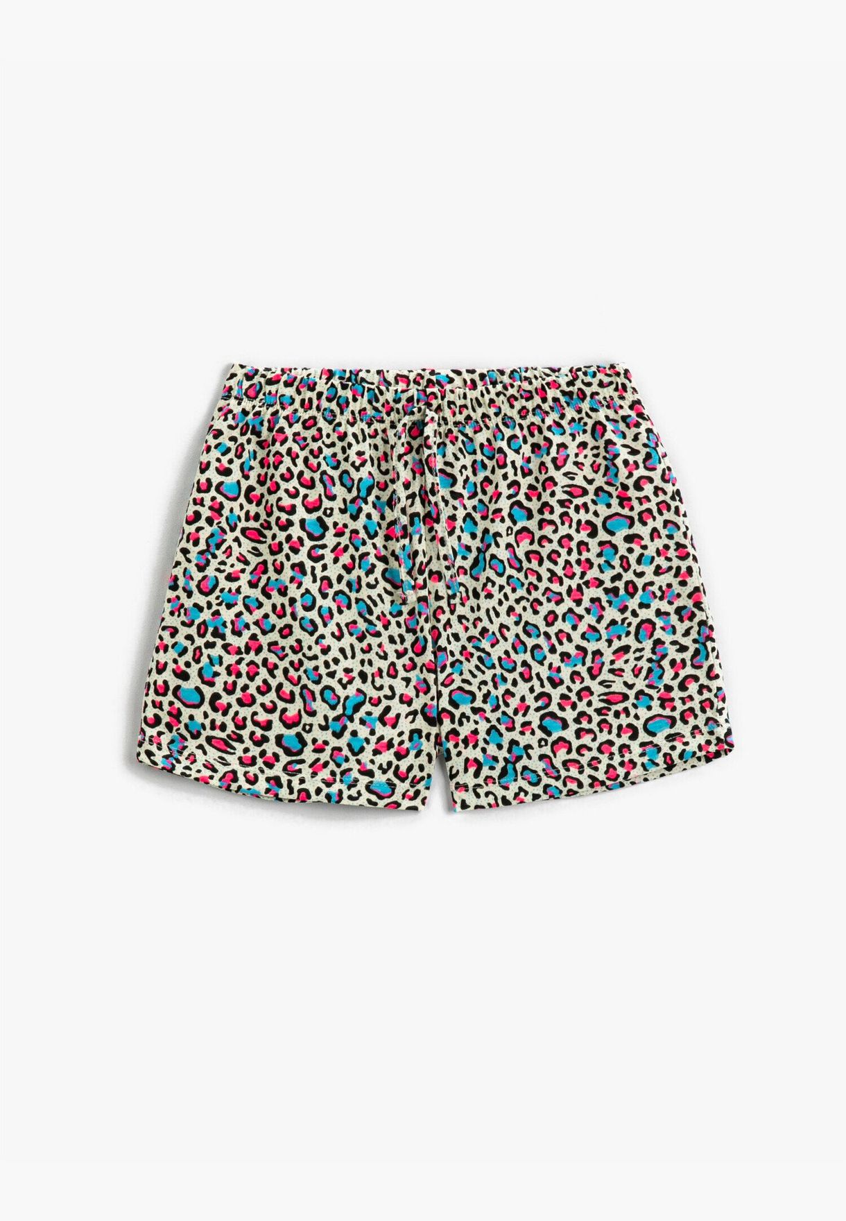 Leopard Patterned Shorts Cotton Drawstring