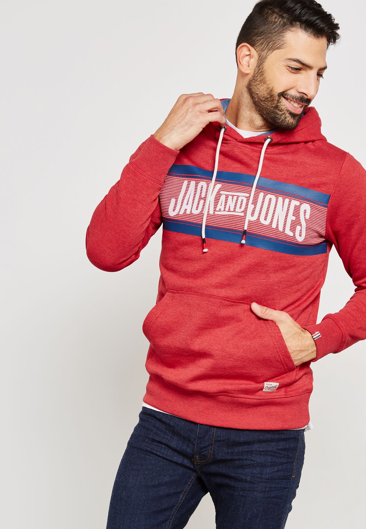 jack and jones red hoodie