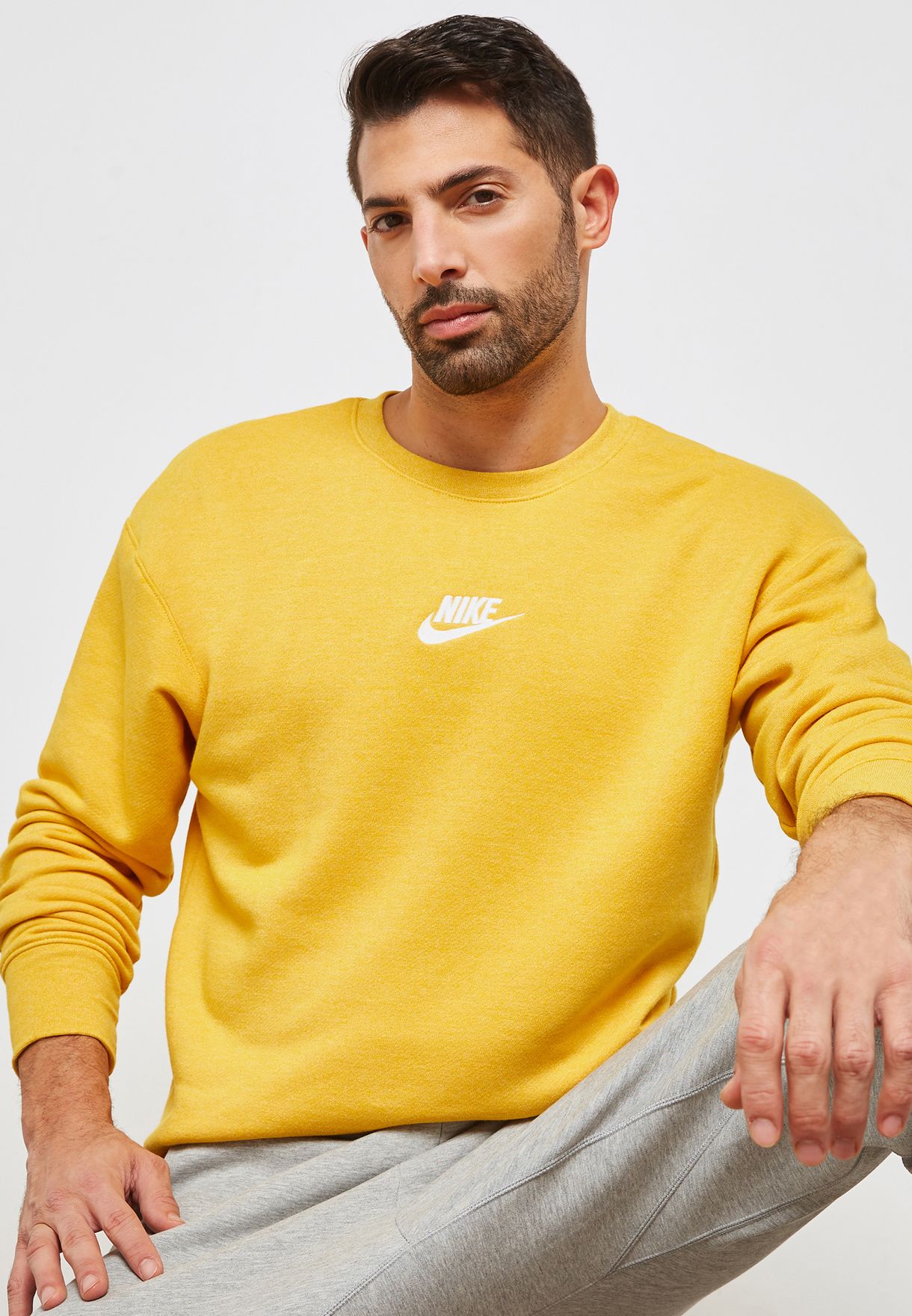 nike heritage sweatshirt in yellow