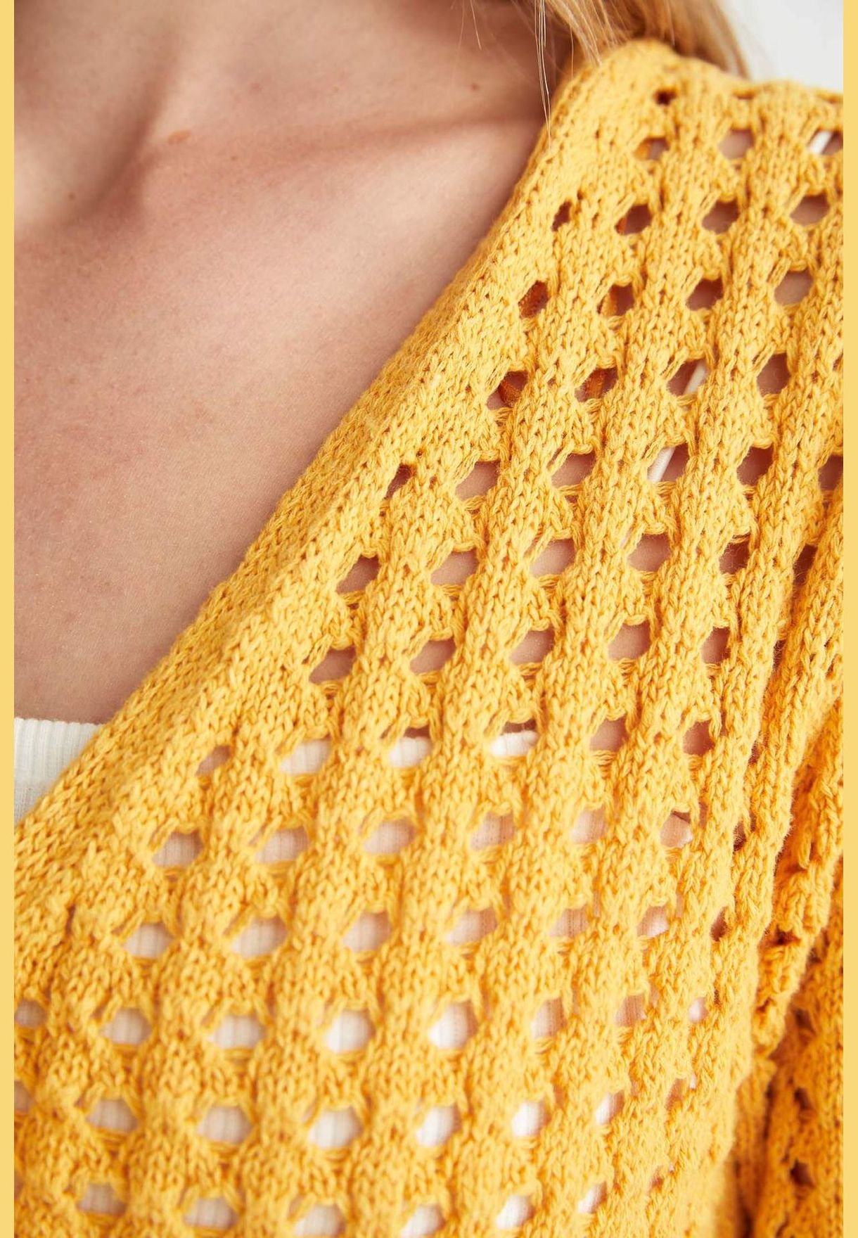 Woman Regular Fit V-Neck Long Sleeve Tricot Cardigan
