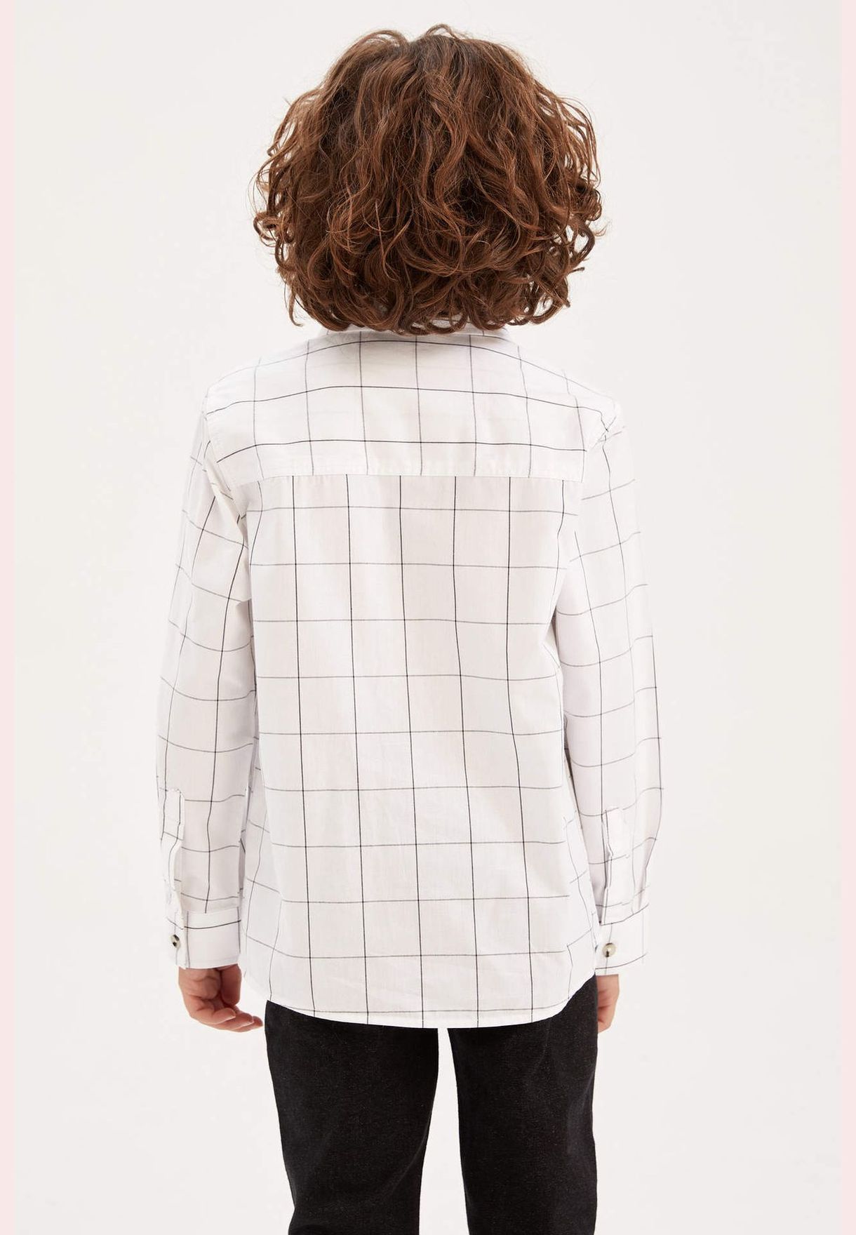 Boy Polo Neck Woven Long Sleeve Shirt