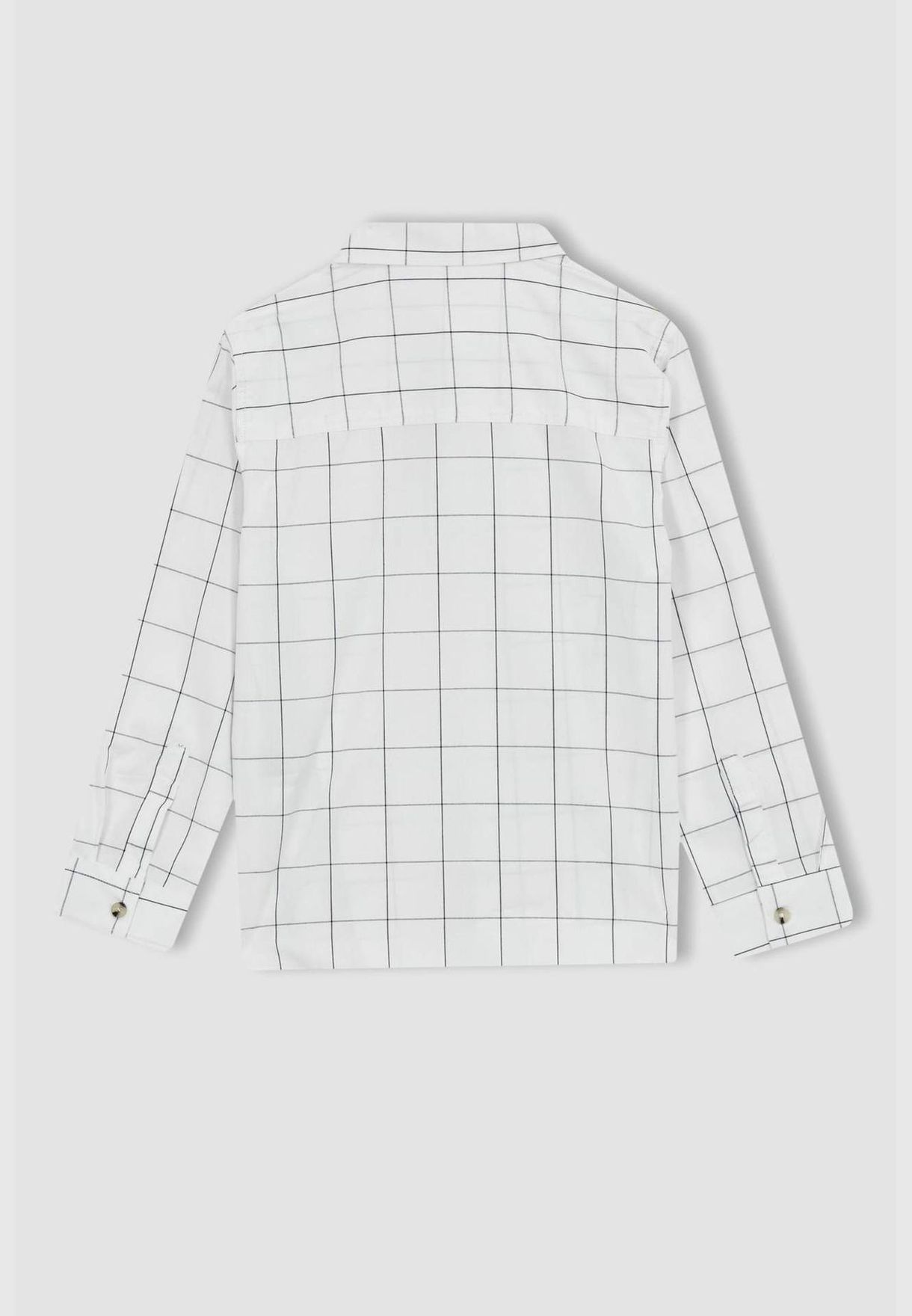 Boy Polo Neck Woven Long Sleeve Shirt