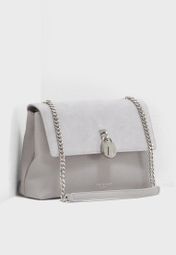 ted baker grey helena suede padlock cross body bag