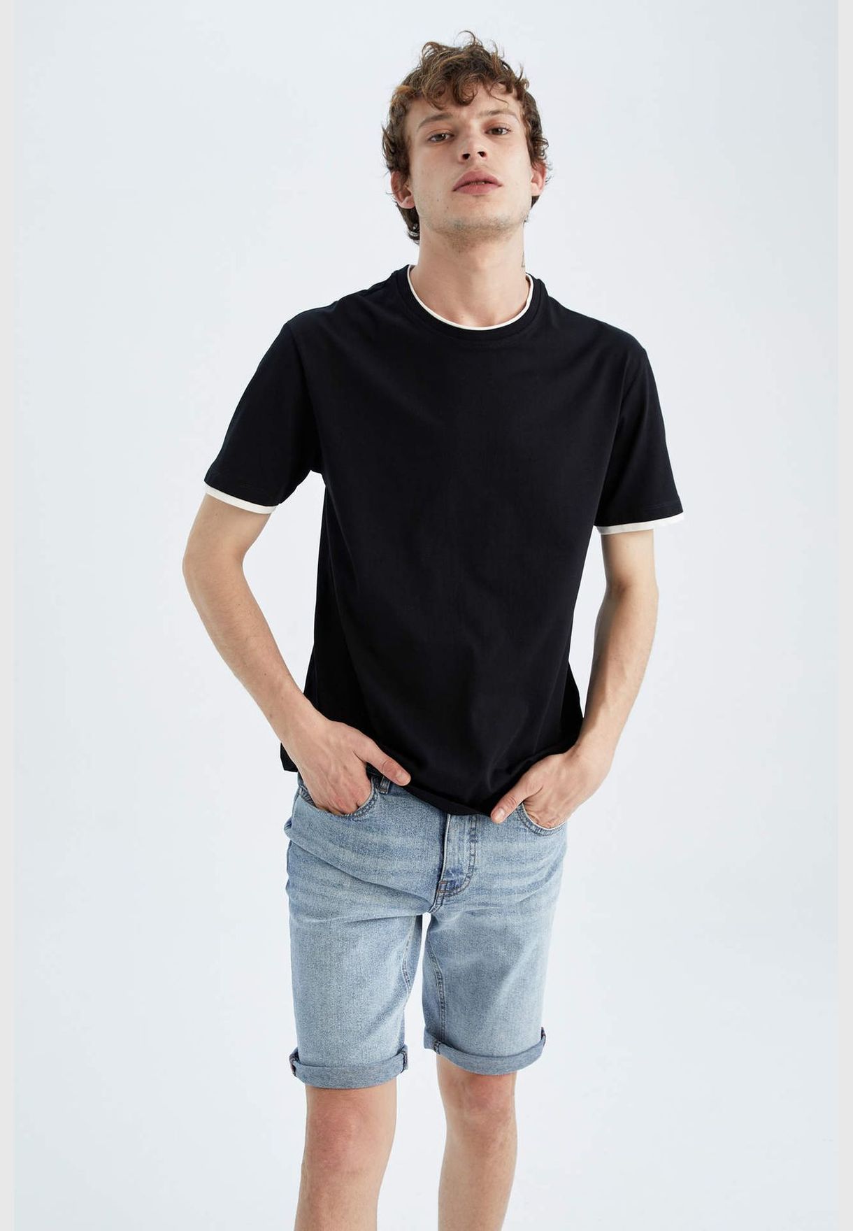 Regular Fit Short Sleeve Stripe Detail T-Shirt