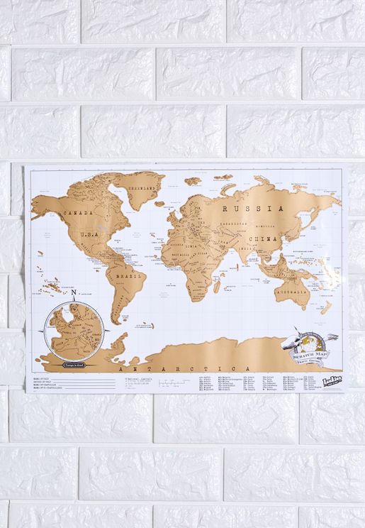 ملصق صغيرلخريطة العالم القابل للخدش