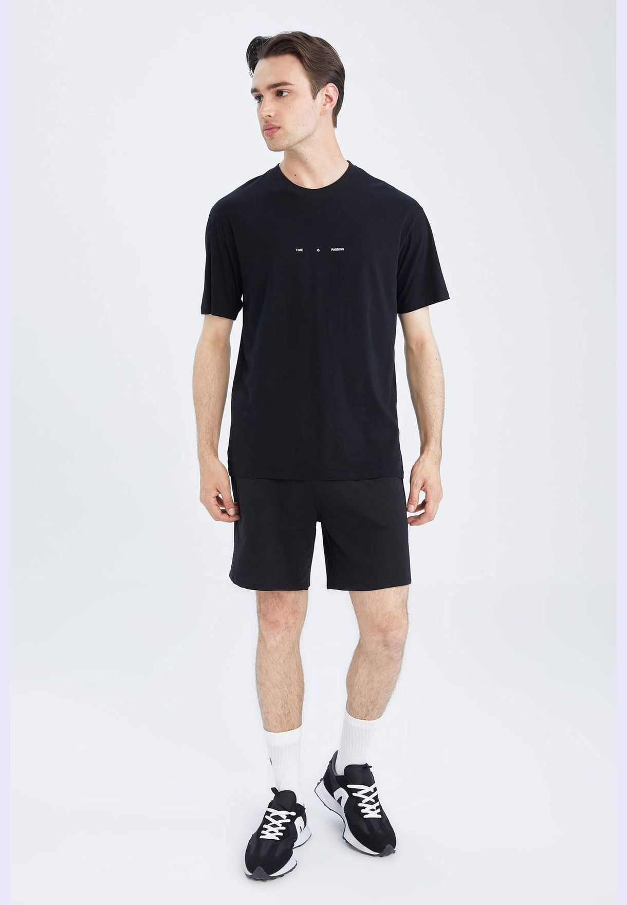Boxy Fit Short Sleeve Back Slogan Print T-Shirt