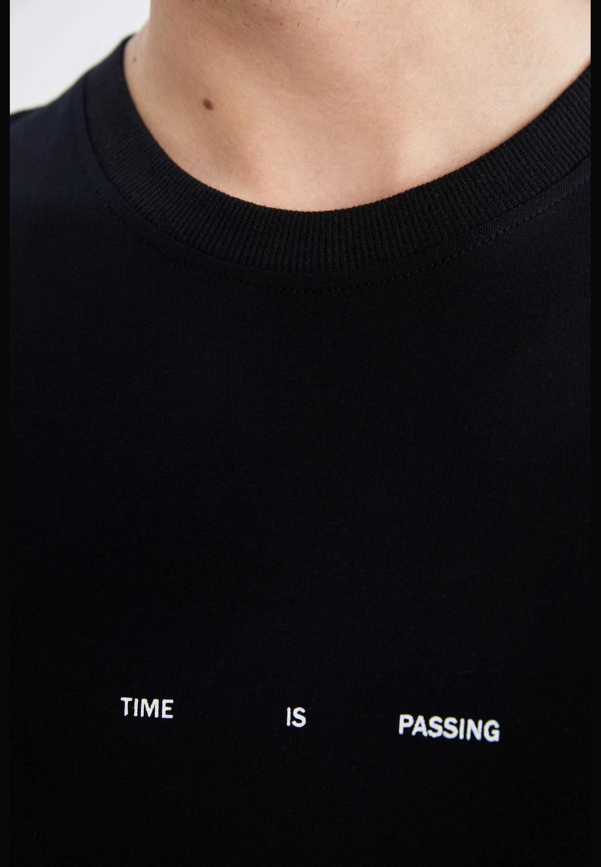 Boxy Fit Short Sleeve Back Slogan Print T-Shirt