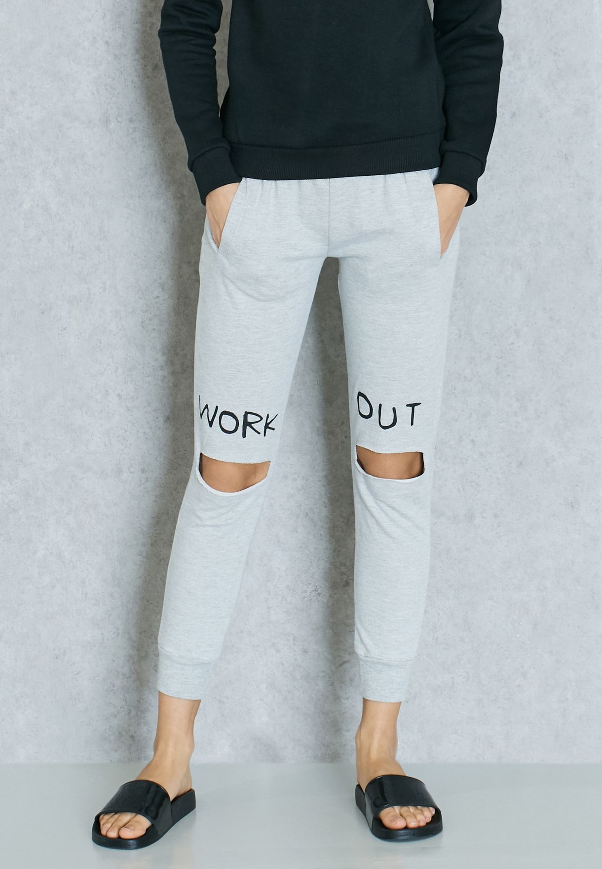 knee cut joggers