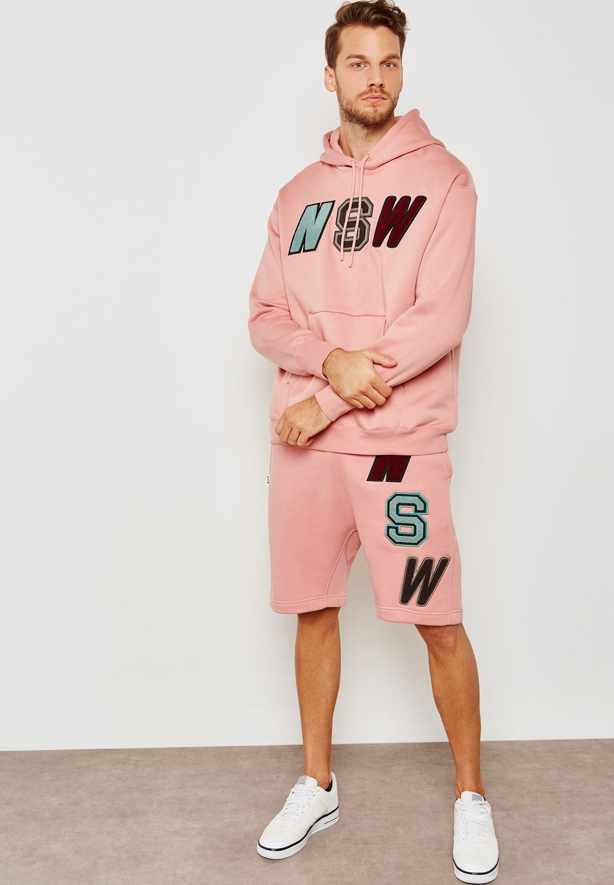 pink nike fleece shorts