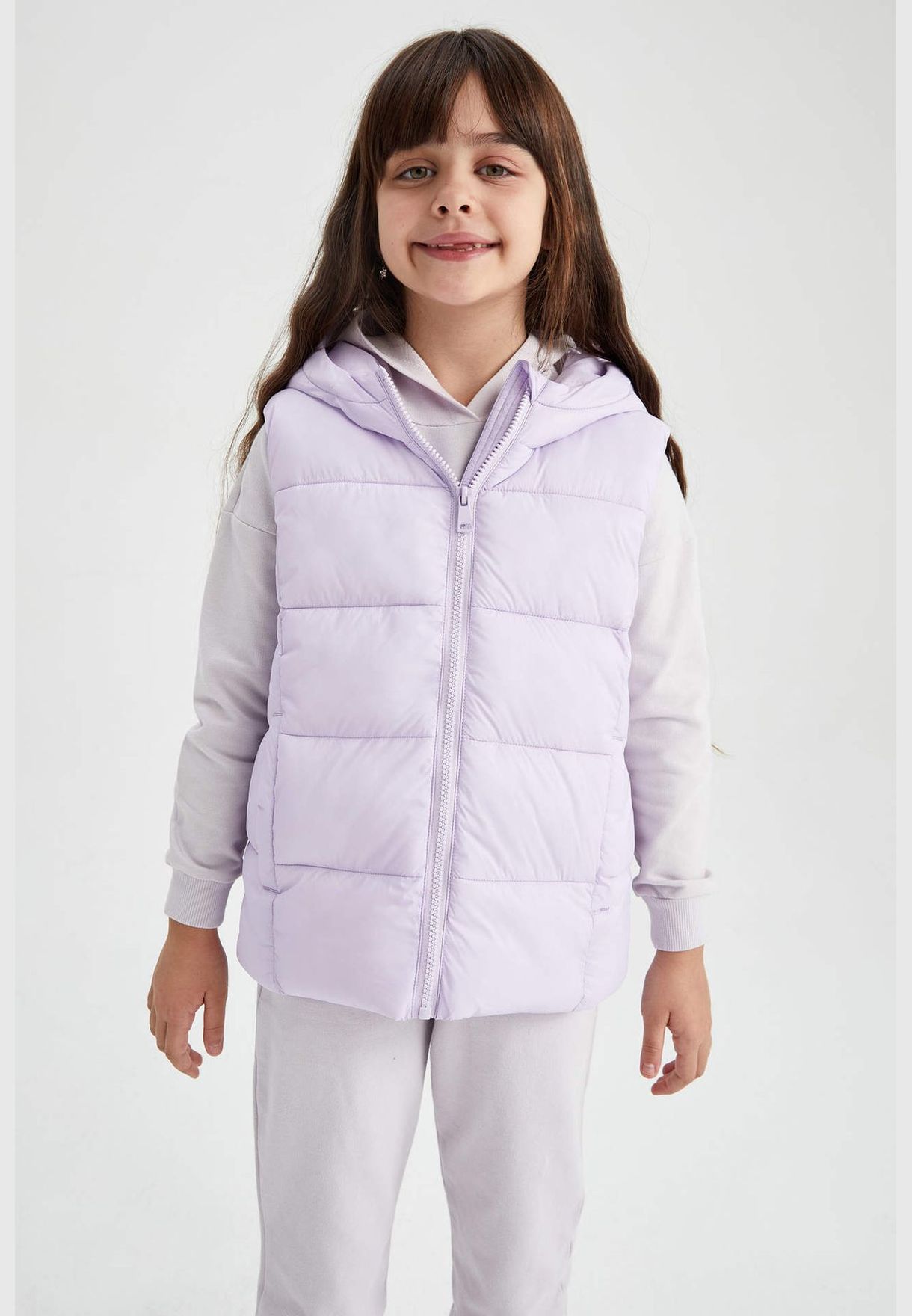 Girl Hooded Long Sleeve Outer Wear Vest