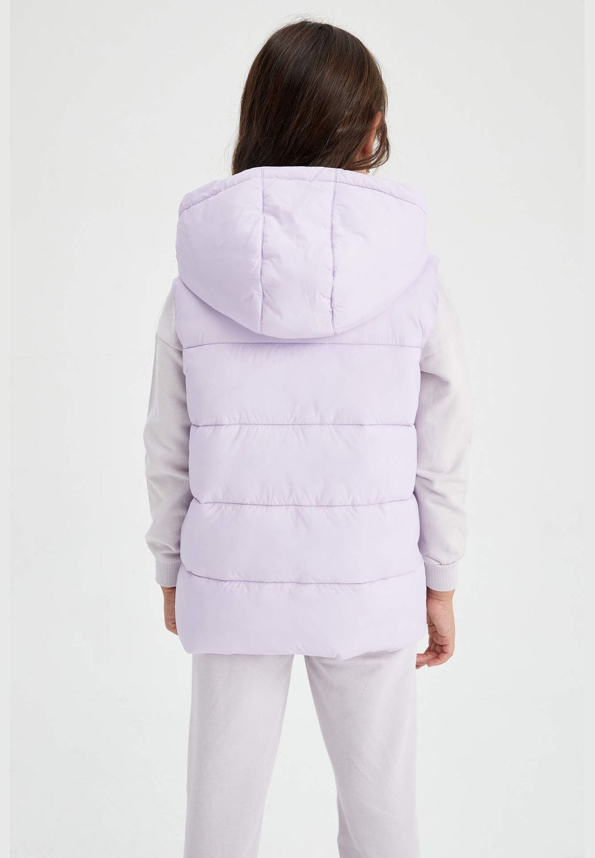 Girl Hooded Long Sleeve Outer Wear Vest